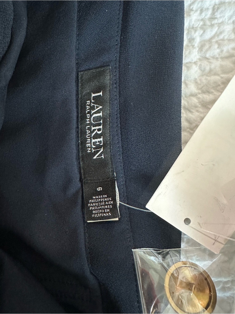 NWT Lauren Ralph Lauren Navy Jumpsuit Gold Crest Buttons Size 6 MSRP $345 - Picture 9 of 12